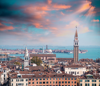 Panorama of Venice with Murano on background