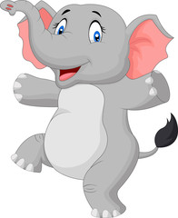 Naklejka premium Cute happy cartoon elephant