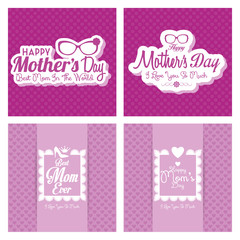 Set Of Happy Mothers's Day Template Card Background