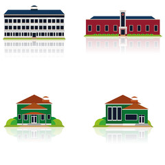 Vector Set Of Different Building Illustrations Isolated