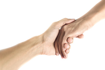 Friendship and love concept between man and woman.isolated on wh