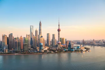 Foto op Plexiglas Shanghai shanghai pudong in de schemering