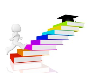 book stair to graduation cap