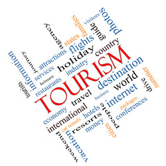 Tourism Word Cloud Concept Angled