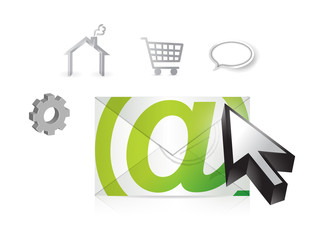 envelope and icons around. illustration design