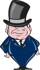 Man Wearing Top Hat Smiling Cartoon