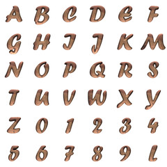 old metal alphabet on white background