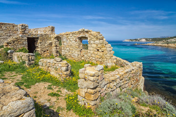 Ancient ruined building on the coast of Corsica