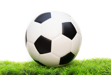 Fototapeta na wymiar traditional soccer ball on soccer field