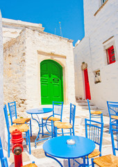 stone made road in Chora the capital of Amorgos island in Greece