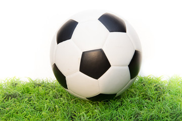 traditional soccer ball on soccer field