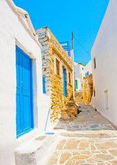 stone made road in Chora the capital of Amorgos island in Greece