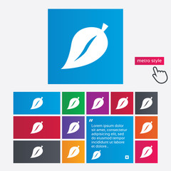 Leaf sign icon. Fresh product symbol.