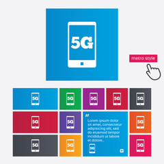 5G sign. Mobile telecommunications technology.