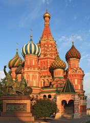 Moscow. St. Basil's Cathedral illuminated by the setting sun