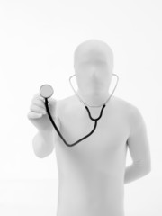 faceless man listen with a stethoscope