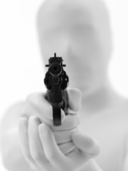 faceless man with gun