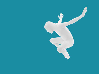 faceless man jumping isolated