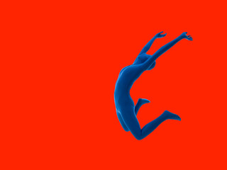 faceless woman jumping isolated