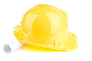 Fototapeta premium yellow helmet and roll paper