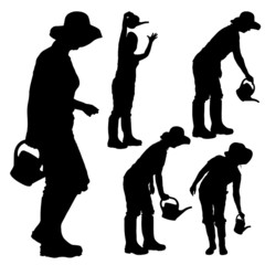 Vector silhouette of a gardener.
