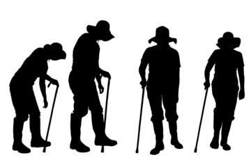 Vector silhouette of old people.