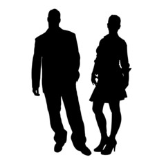 Vector silhouette of a man with a sexy woman.