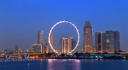 Wall murals Singapore Singapore cityscape during twilight time