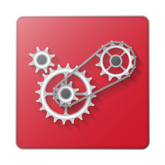 Chain with cogwheels icon