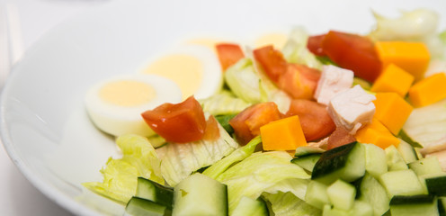 Salad with Cheese Tomato and Boiled Egg
