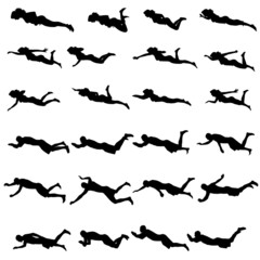 Vector silhouette of a people who swim.