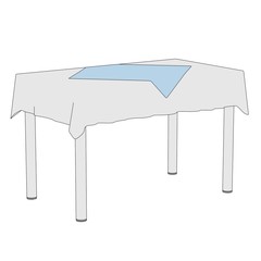 cartoon illustration of table with tablecloth