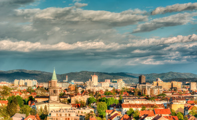 Fototapeta premium City view with a church tower