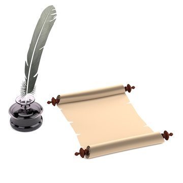 realistic 3d render of writing tools