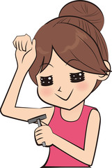 ワキ毛を剃る女性