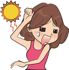 太陽を避ける女性