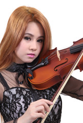 Asian woman and violin