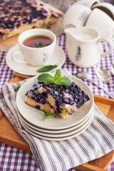 Portion of fresh homemade blueberry cake
