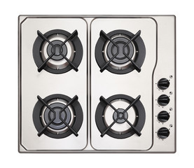 Stainless steel gas hob isolated on white