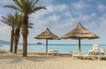 Sundy beach of Eilat - famous resort Israeli city