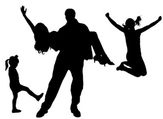 Vector silhouette of family.