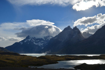 Fototapeta na wymiar Lago Nordenskjöld and the Blue Massif, Torres del Paine