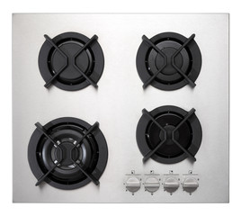 Stainless steel gas hob isolated on white