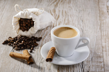 cup of coffee with cinnamon