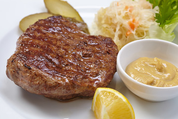 steak with cabbage salad