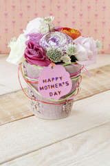 Beautiful bouquet of flowers in a flowerpot for Mother's Day