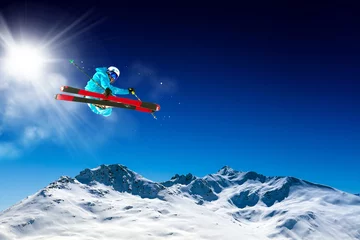 Fototapeten ski in blue sky © Silvano Rebai