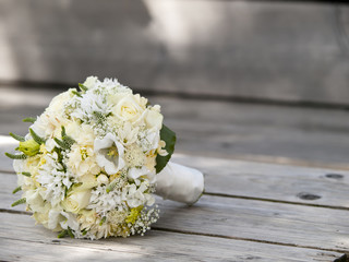 Beautiful wedding bouquet with white flowers