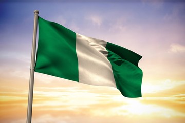 Composite image of nigeria national flag - obrazy, fototapety, plakaty