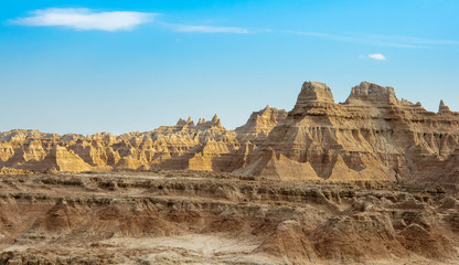 Beautiful scenery of the erosion formations in Badlands National